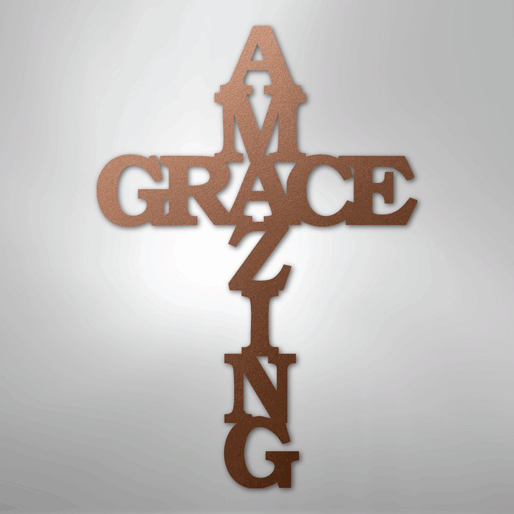 My Easy Monogram Steel Sign Copper / 12" Amazing Grace Cross - Steel Sign