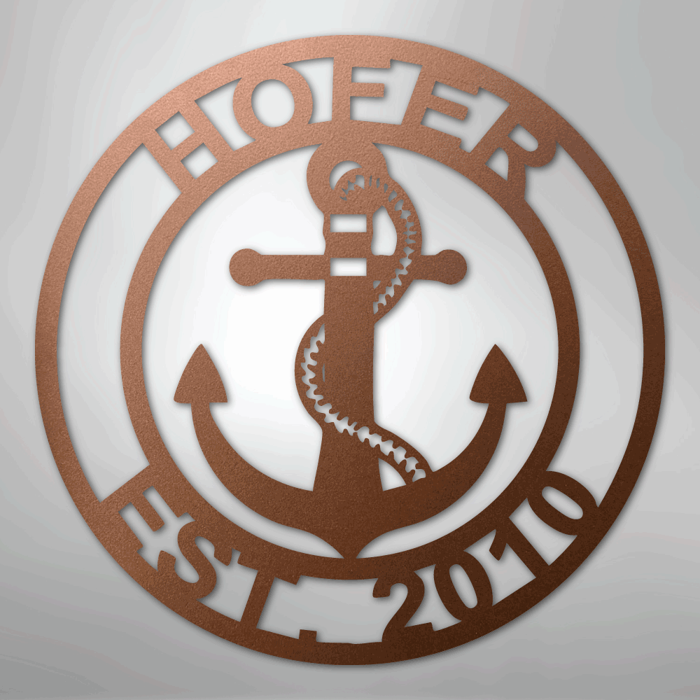 My Easy Monogram Steel Sign Copper / 12" Anchor Family Name - Steel Sign