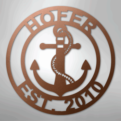 My Easy Monogram Steel Sign Copper / 12" Anchor Family Name - Steel Sign