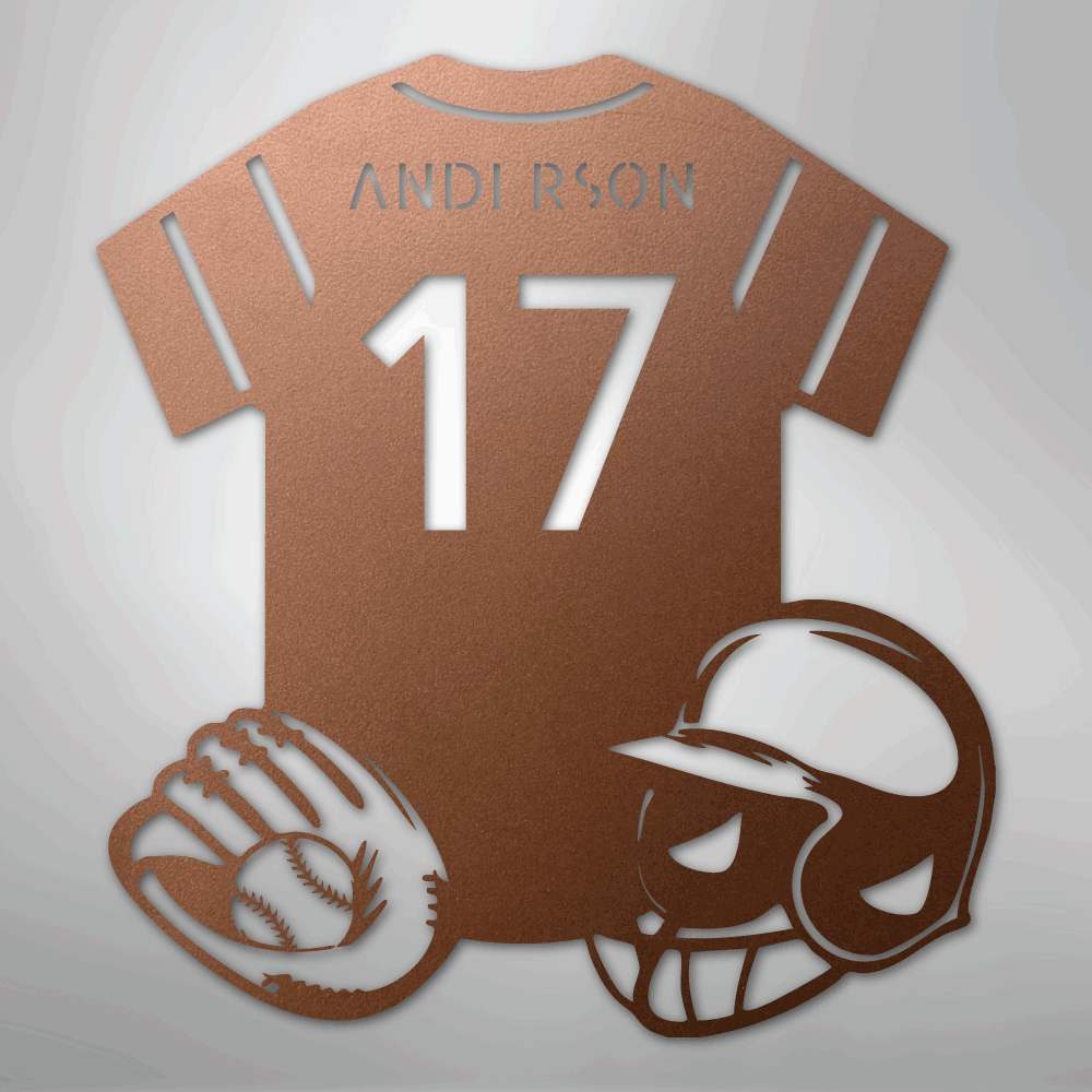 My Easy Monogram Steel Sign Copper / 12" Baseball Gear Monogram - Steel Sign