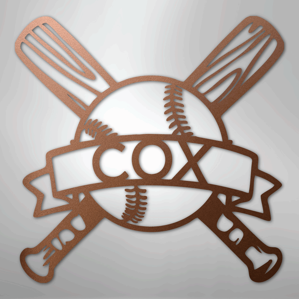 My Easy Monogram Steel Sign Copper / 12" Baseball Monogram - Metal Sign