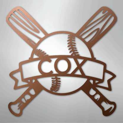 My Easy Monogram Steel Sign Copper / 12" Baseball Monogram - Metal Sign