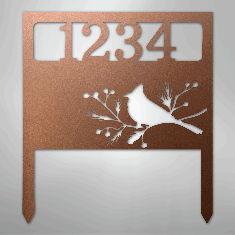 My Easy Monogram Steel Sign Copper / 12" Bird Yard Address Stake - Steel Sign