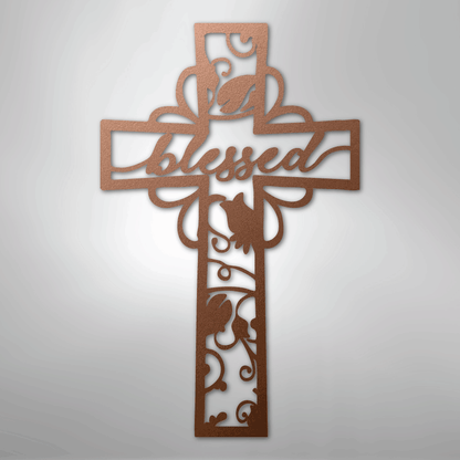 My Easy Monogram Steel Sign Copper / 12" Blessed Cross - Steel Sign