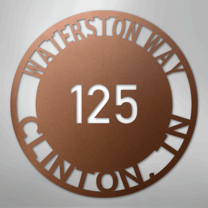 My Easy Monogram Steel Sign Copper / 12" Bold Circle Address - Steel Sign