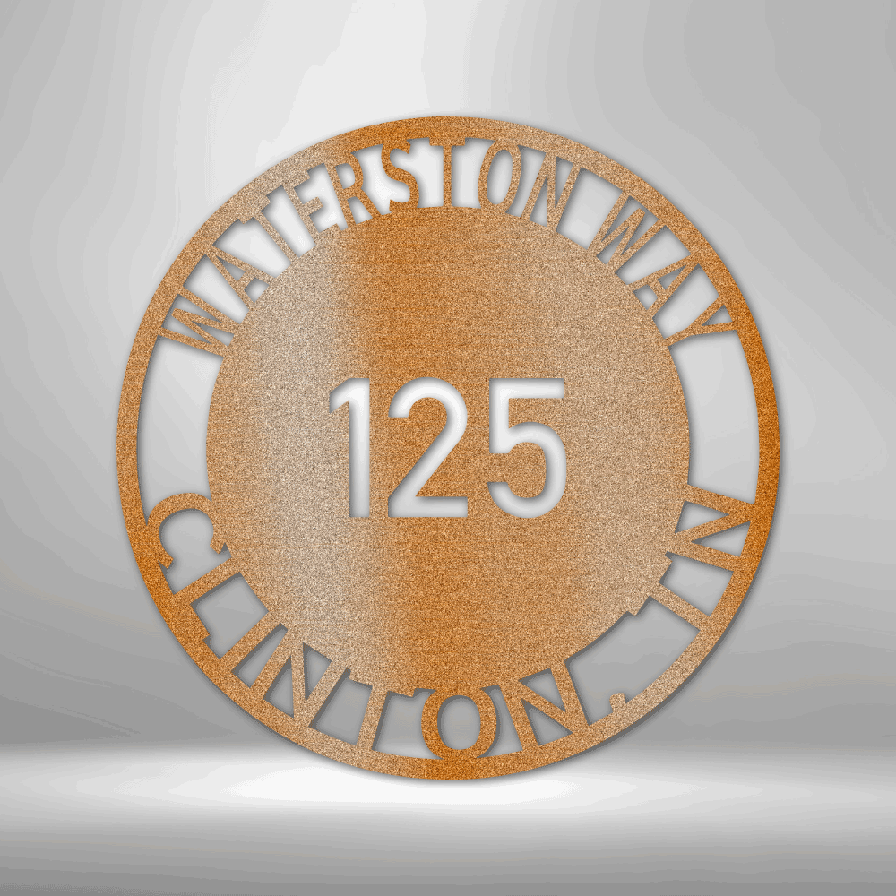 My Easy Monogram Steel Sign Copper / 12" Bold Circle Address - Steel Sign