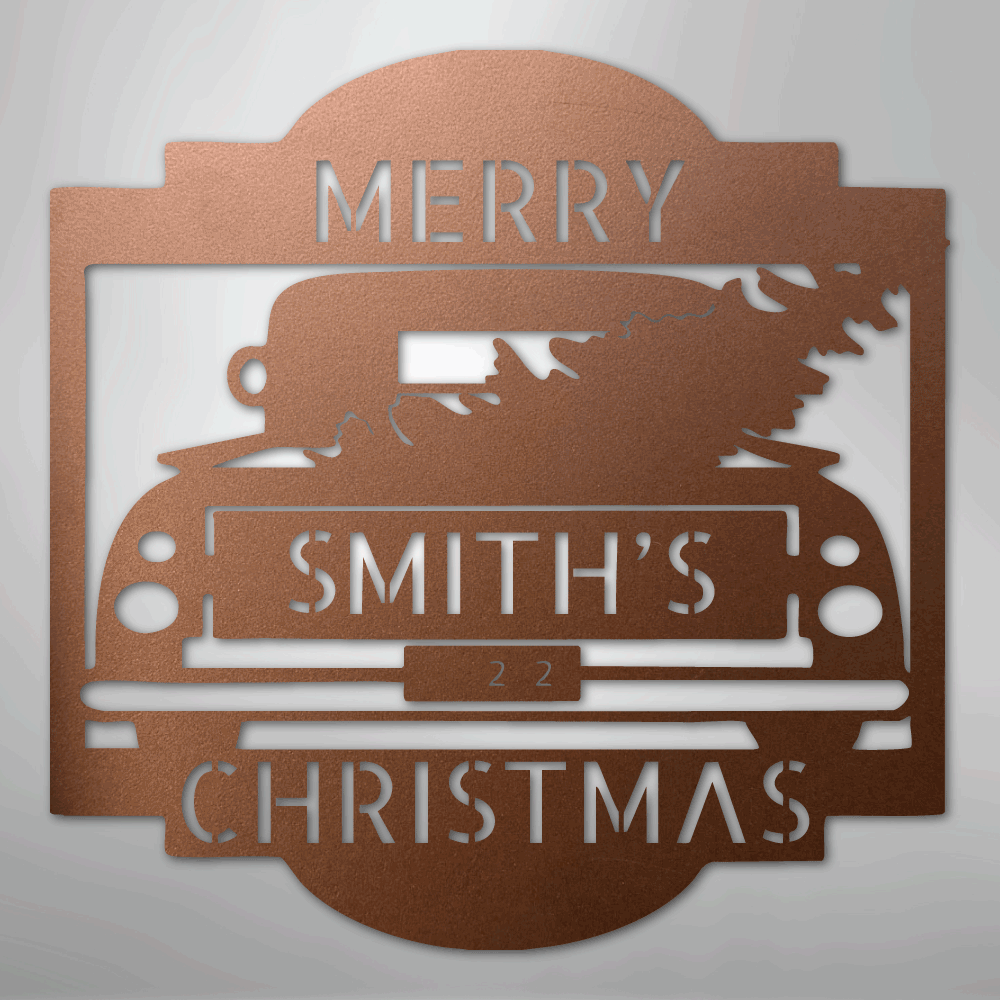 My Easy Monogram Steel Sign Copper / 12" Christmas Truck Monogram - Steel Sign