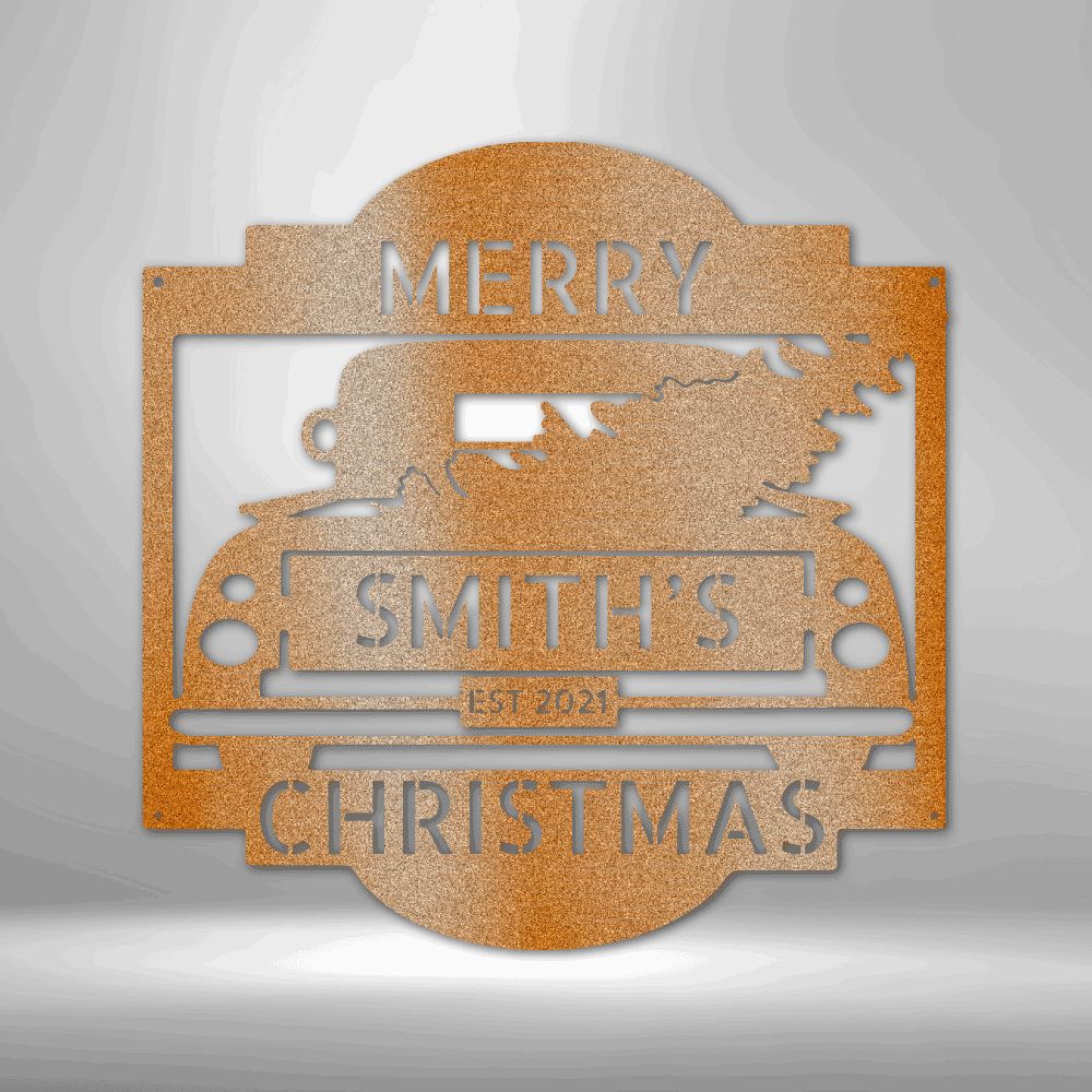 My Easy Monogram Steel Sign Copper / 12" Christmas Truck Monogram - Steel Sign