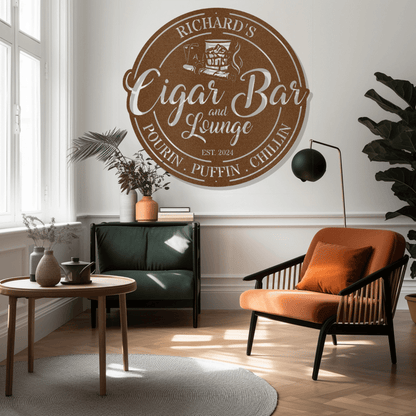 My Easy Monogram Steel Sign Copper / 12 Cigar Bar and Lounge - Steel Sign