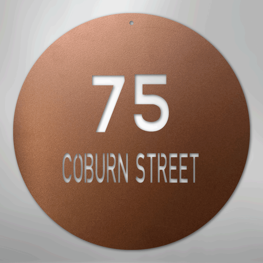 My Easy Monogram Steel Sign Copper / 12" Circle Address - Steel Sign