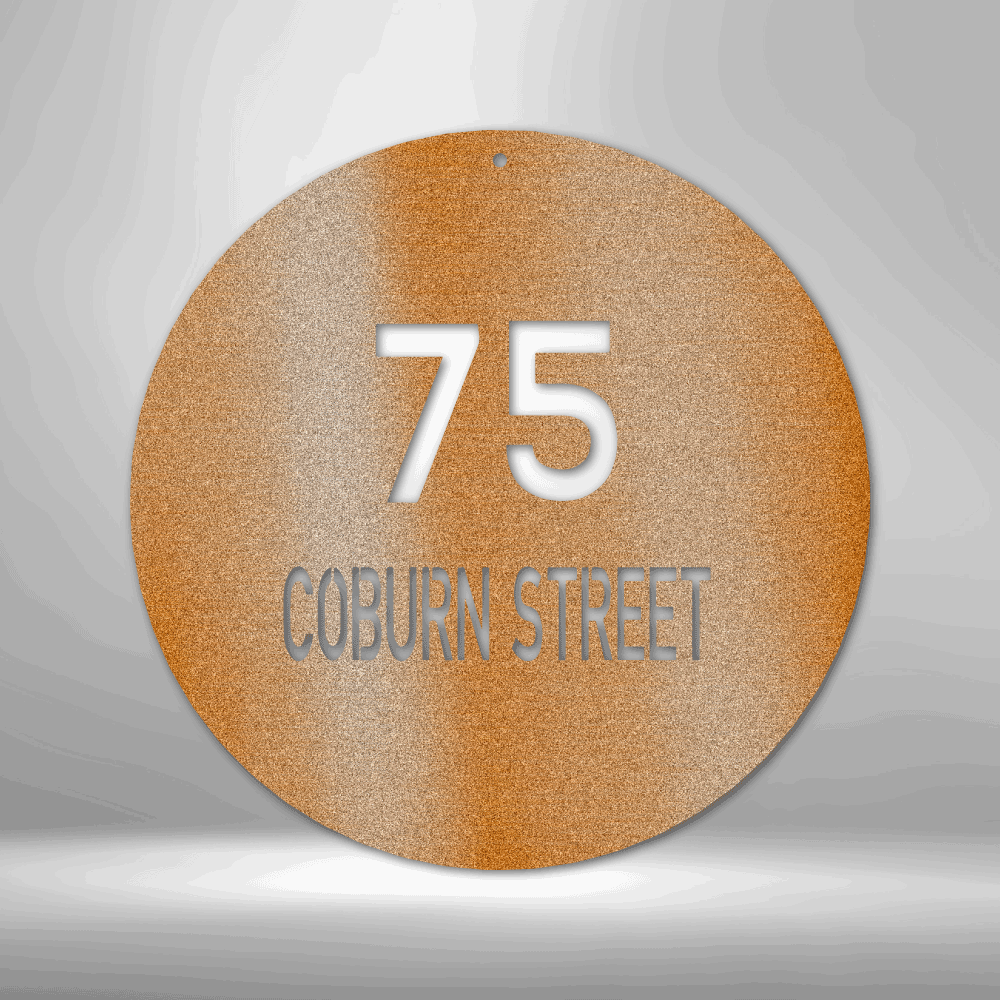 My Easy Monogram Steel Sign Copper / 12" Circle Address - Steel Sign