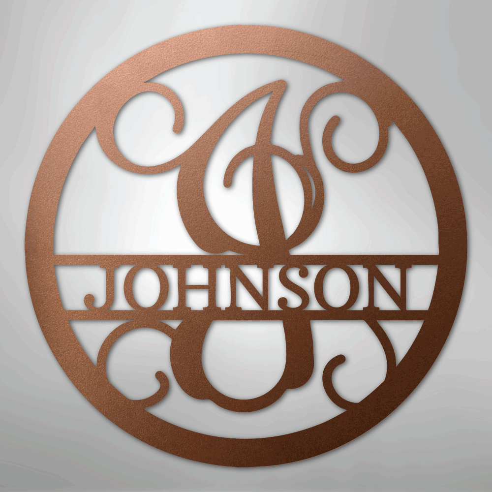My Easy Monogram Steel Sign Copper / 12" Circle Vine Monogram - Steel Sign