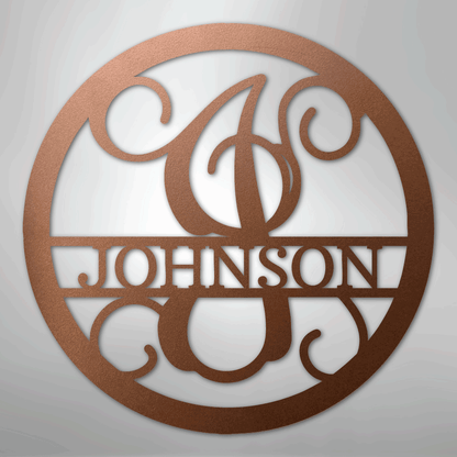 My Easy Monogram Steel Sign Copper / 12" Circle Vine Monogram - Steel Sign