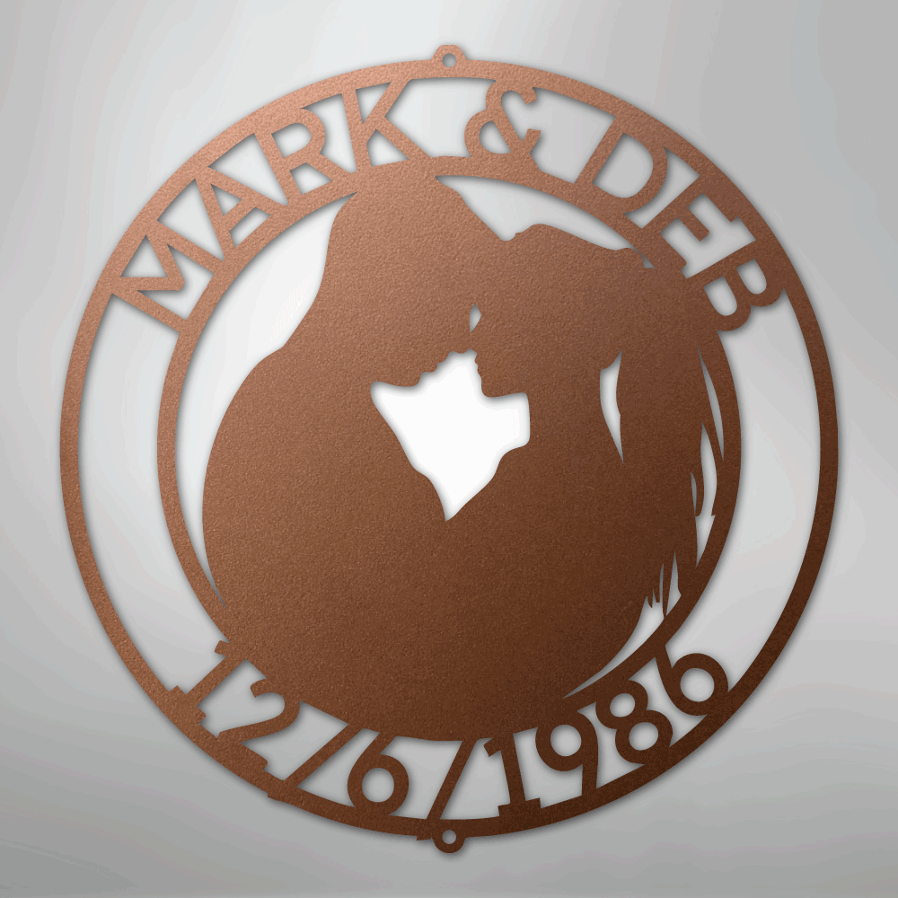 My Easy Monogram Steel Sign Copper / 12" Couple Silhouette Monogram 2 - Steel Sign