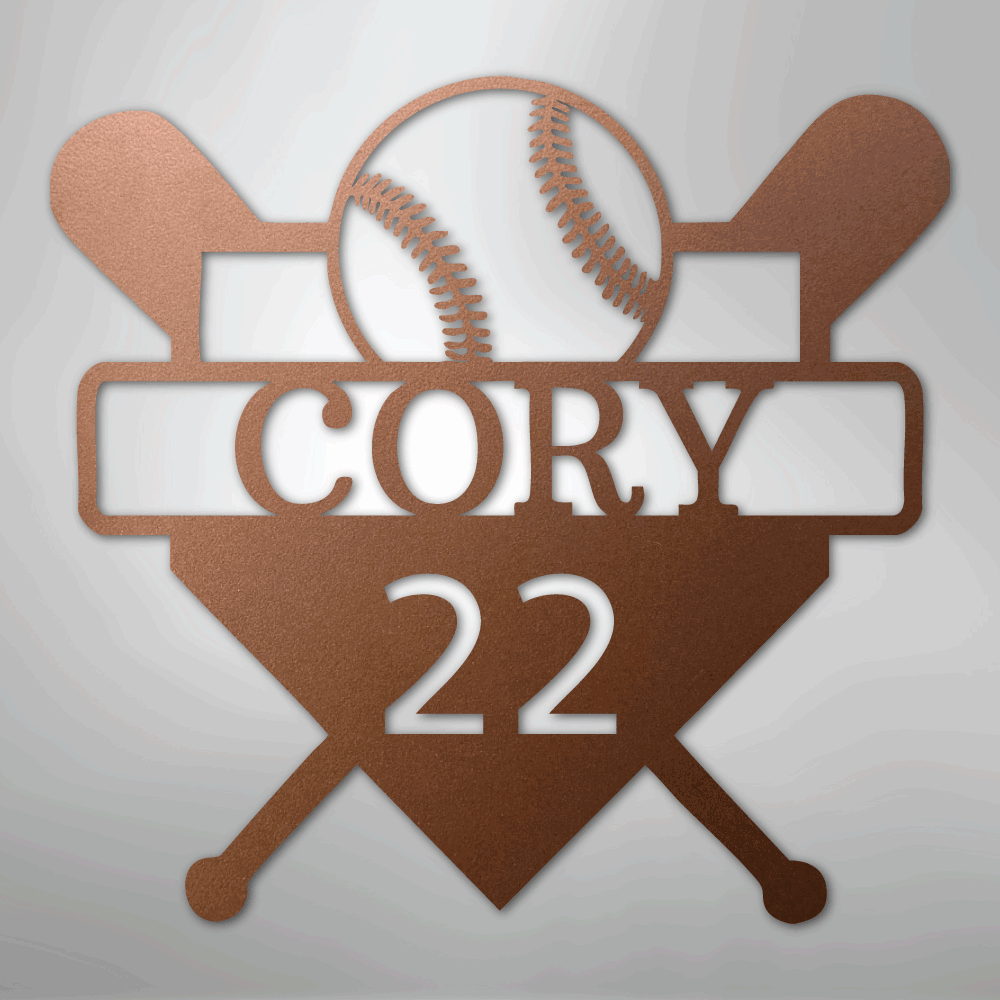 My Easy Monogram Steel Sign Copper / 12" Custom Baseball Monogram - Metal Sign