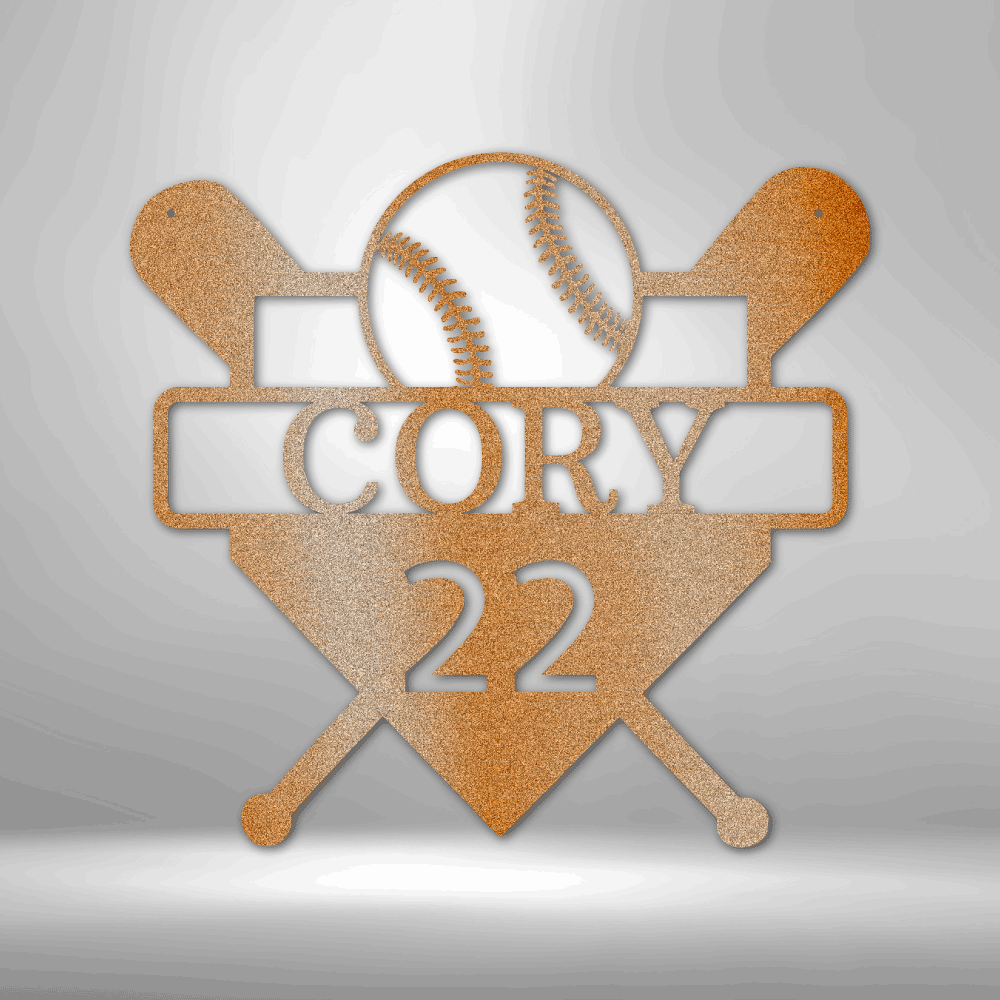 My Easy Monogram Steel Sign Copper / 12" Custom Baseball Monogram - Metal Sign