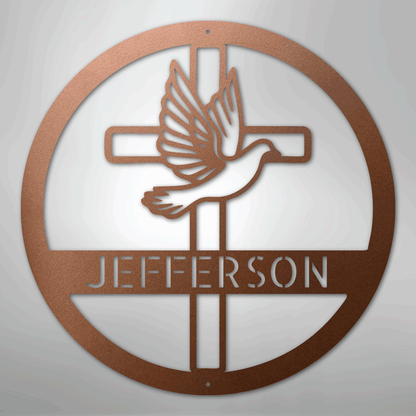 My Easy Monogram Steel Sign Copper / 12" Dove and Cross Monogram - Steel Sign