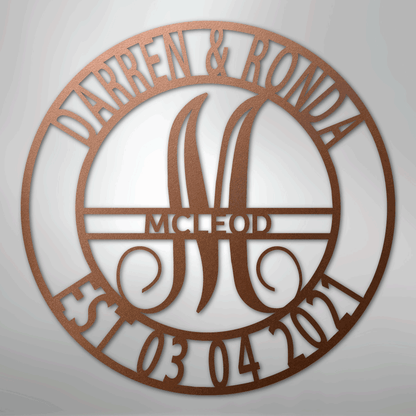 My Easy Monogram Steel Sign Copper / 12" Elaborate Name - Steel Sign
