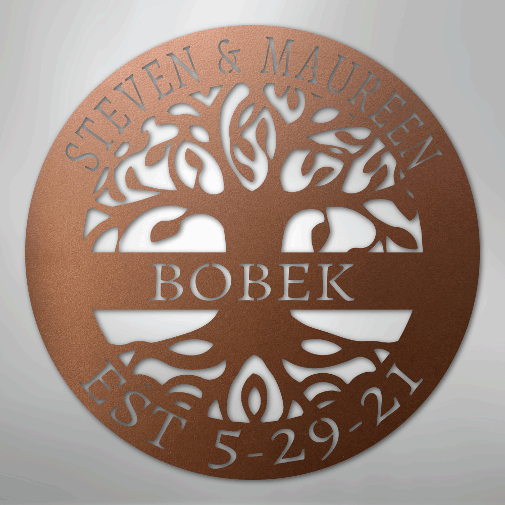 My Easy Monogram Steel Sign Copper / 12" Elaborate Tree Of Life - Steel Sign