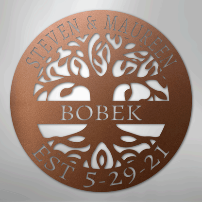 My Easy Monogram Steel Sign Copper / 12" Elaborate Tree Of Life - Steel Sign