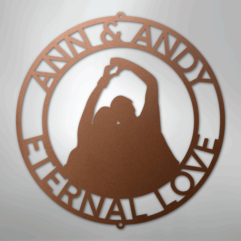 My Easy Monogram Steel Sign Copper / 12" Eternal Love Couple Silhouette Monogram - Steel Sign
