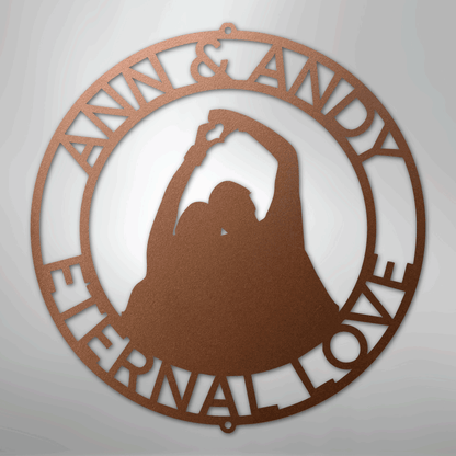 My Easy Monogram Steel Sign Copper / 12" Eternal Love Couple Silhouette Monogram - Steel Sign