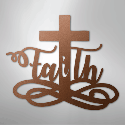 My Easy Monogram Steel Sign Copper / 12" Faith Cross - Steel Sign