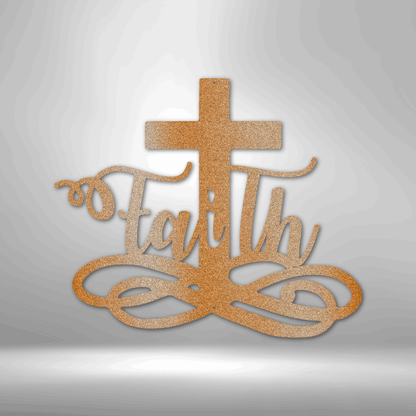 My Easy Monogram Steel Sign Copper / 12" Faith Cross - Steel Sign