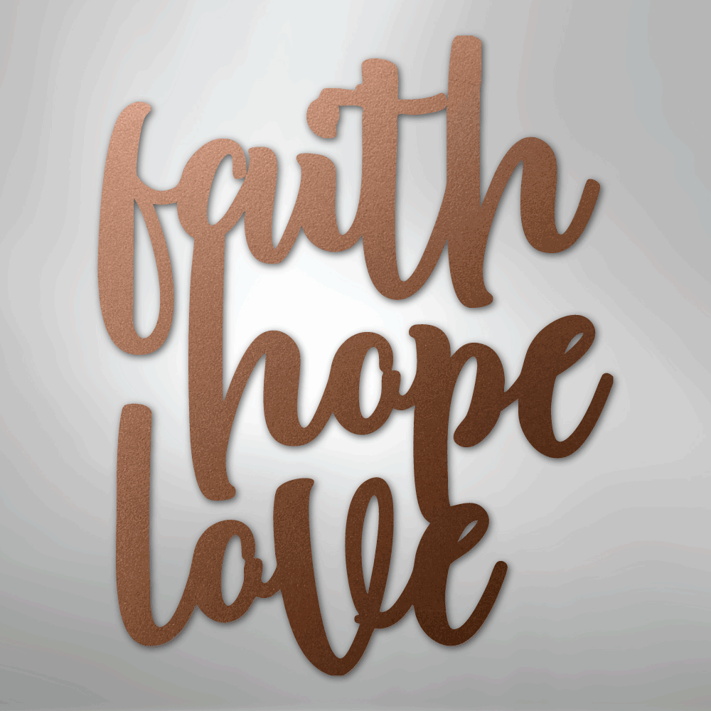 My Easy Monogram Steel Sign Copper / 12" Faith Hope Love Script - Steel Sign
