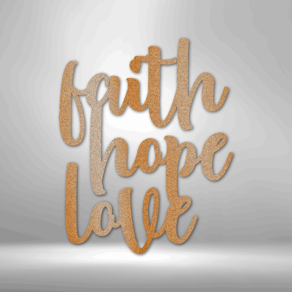 My Easy Monogram Steel Sign Copper / 12" Faith Hope Love Script - Steel Sign