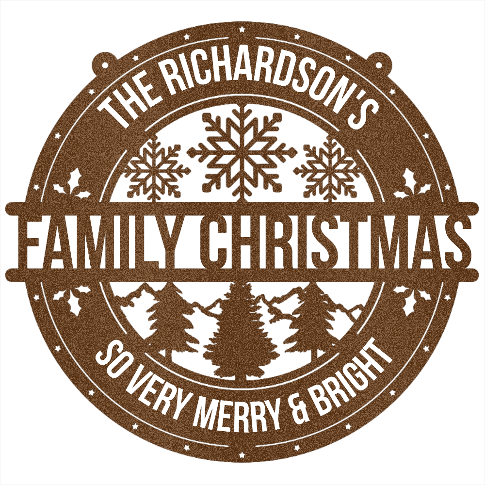 My Easy Monogram Steel Sign Copper / 12 Family Christmas Personalized - Steel Sign