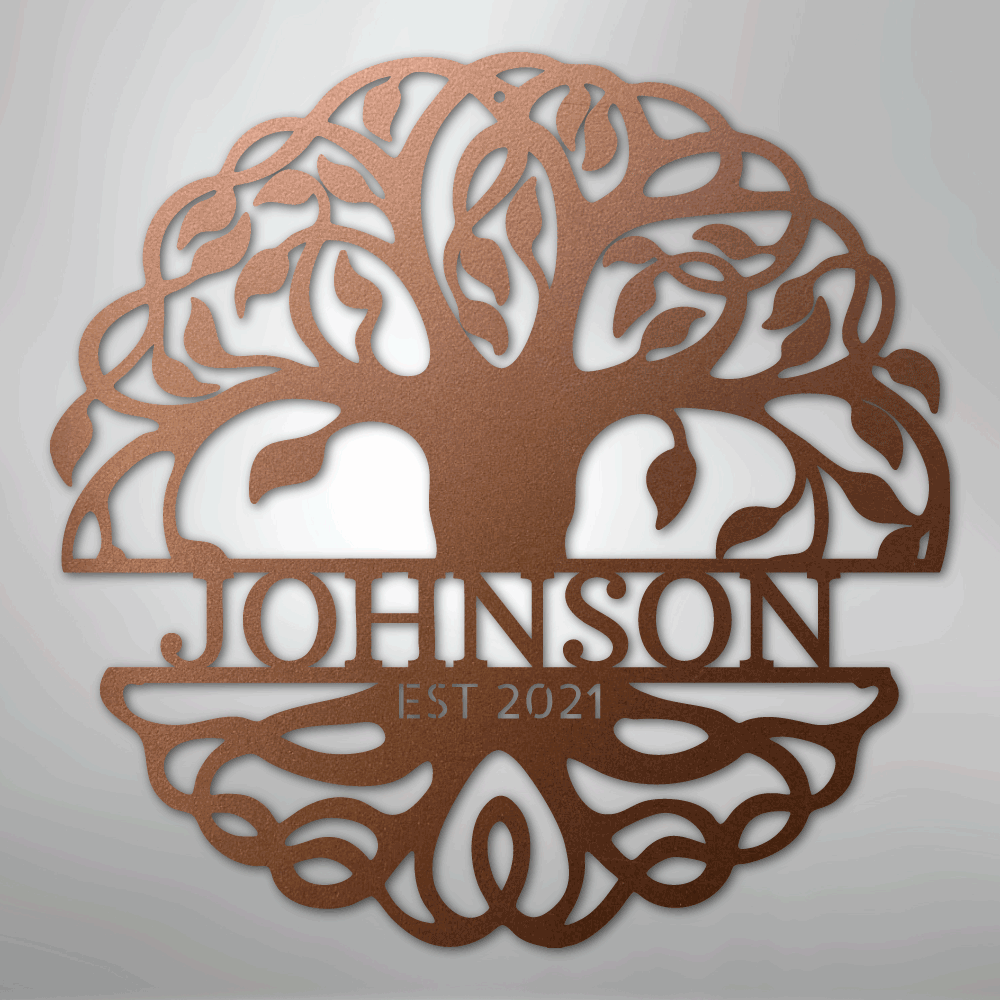 My Easy Monogram Steel Sign Copper / 12" Fancy Tree of Life Monogram - Steel Sign