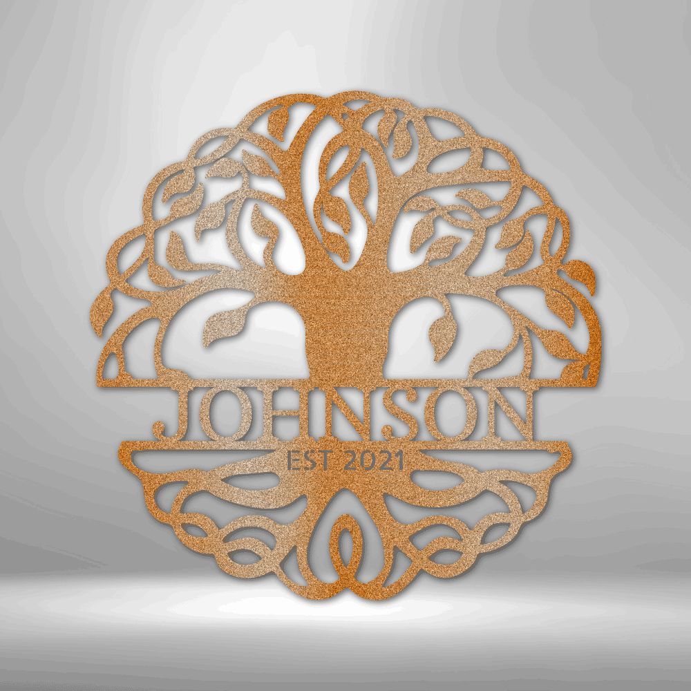 My Easy Monogram Steel Sign Copper / 12" Fancy Tree of Life Monogram - Steel Sign