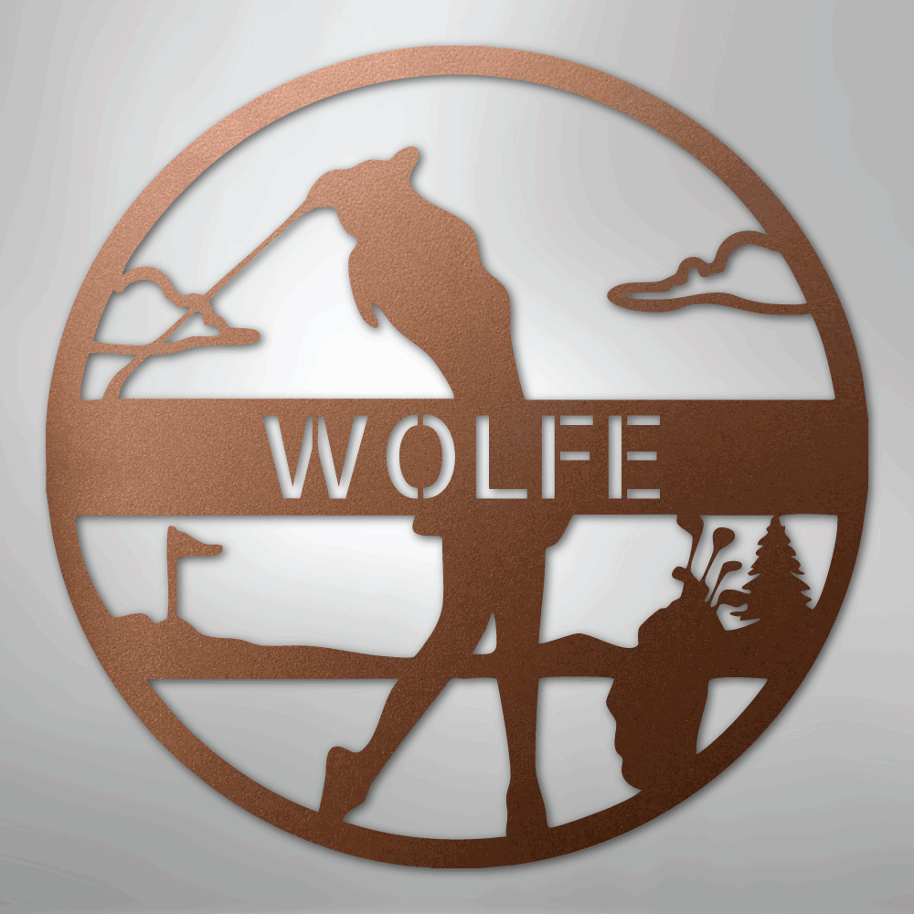 My Easy Monogram Steel Sign Copper / 12" Female Golfer Monogram - Steel Sign