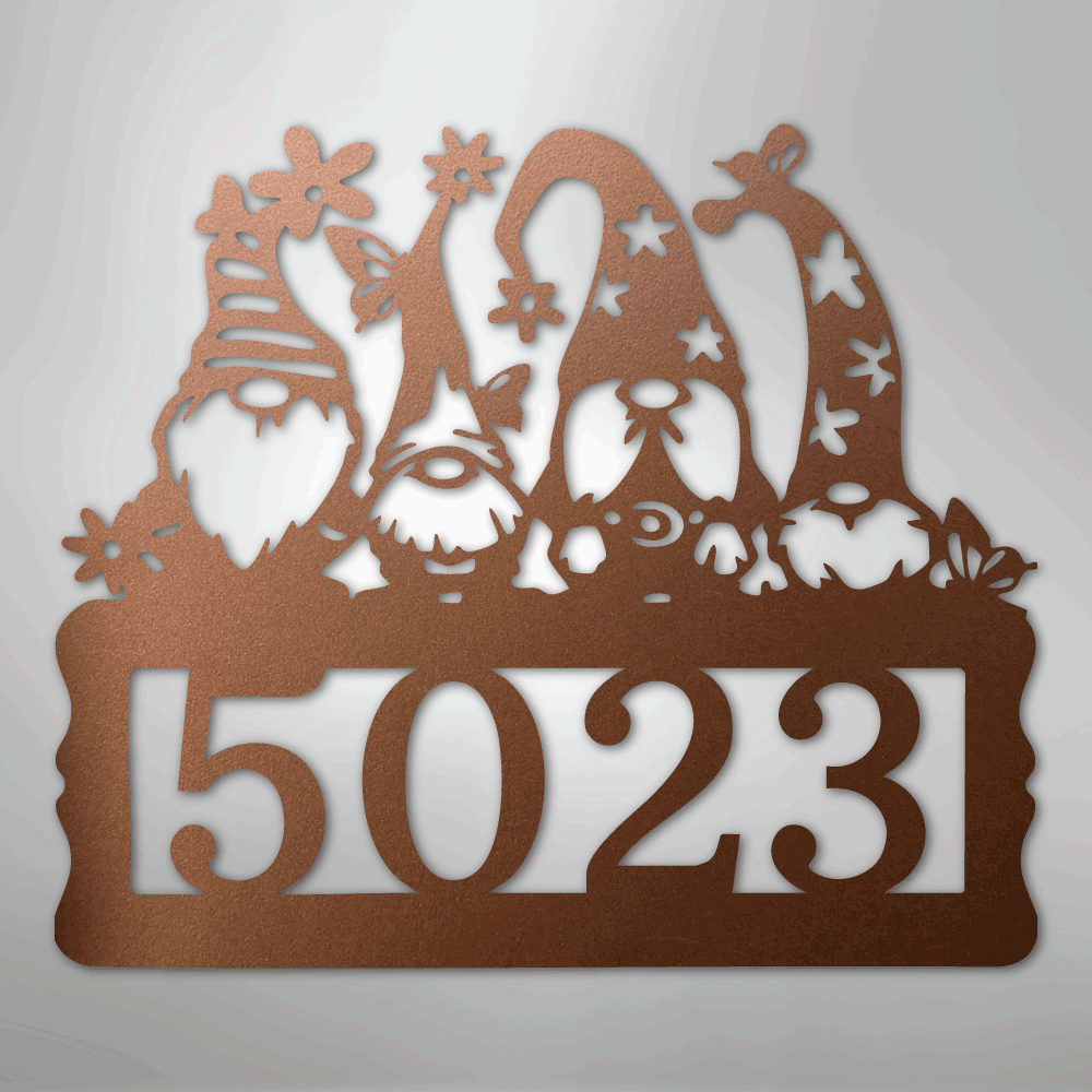 My Easy Monogram Steel Sign Copper / 12" Gnome Address Sign - Steel Sign
