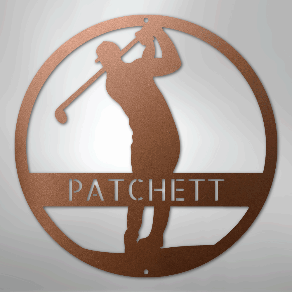 My Easy Monogram Steel Sign Copper / 12" Golfer Monogram - Steel Sign