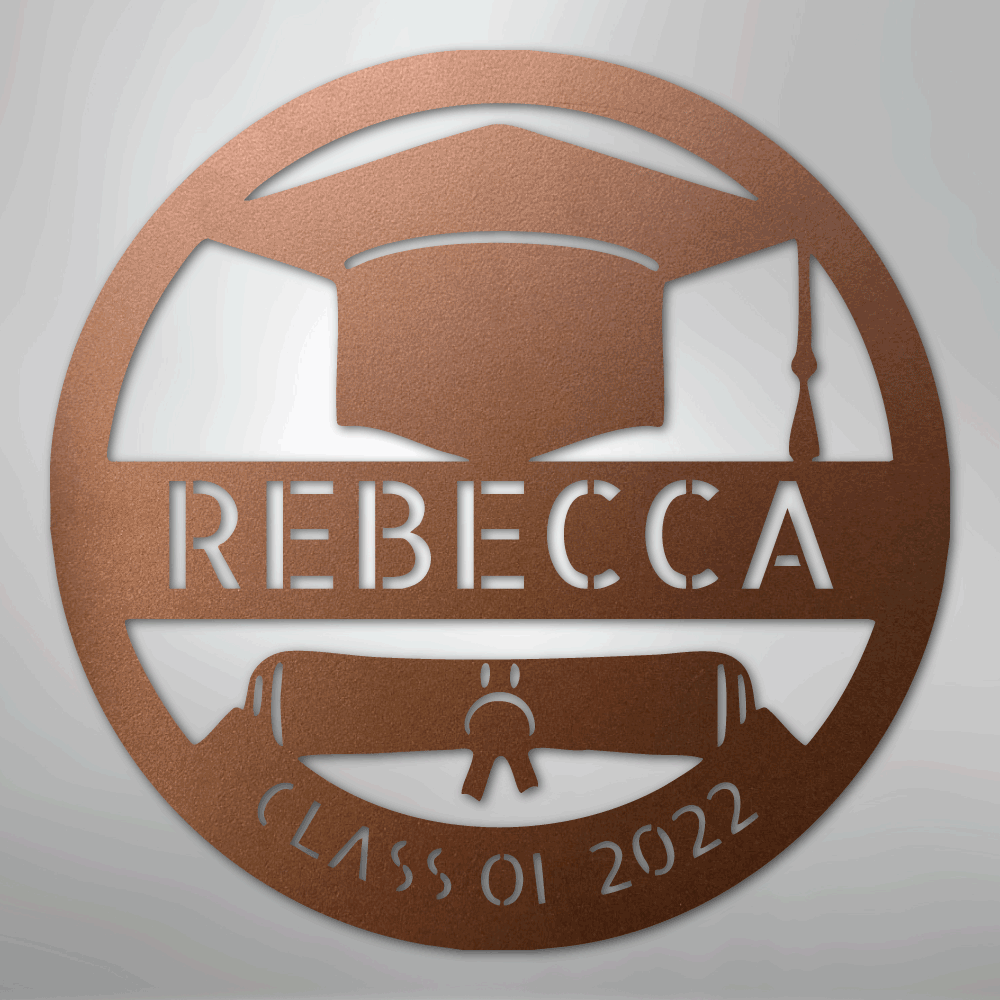 My Easy Monogram Steel Sign Copper / 12" Grad Cap Monogram - Steel Sign