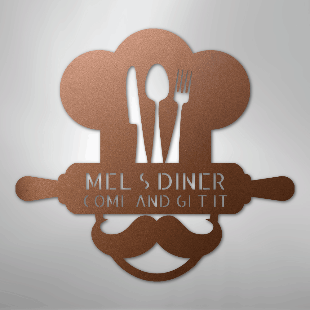 My Easy Monogram Steel Sign Copper / 12" Home Chef Monogram - Steel Sign