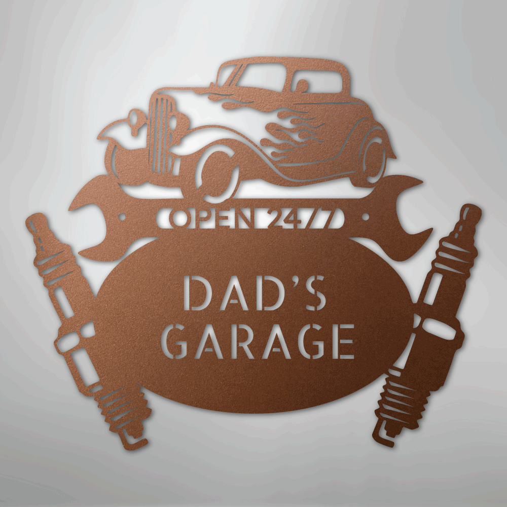 My Easy Monogram Steel Sign Copper / 12" Hot Rod Mechanic Monogram - Steel Sign