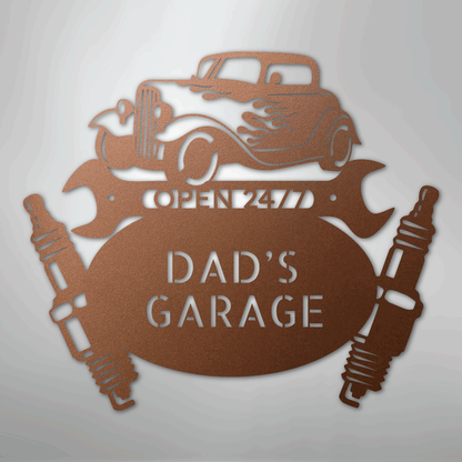 My Easy Monogram Steel Sign Copper / 12" Hot Rod Mechanic Monogram - Steel Sign