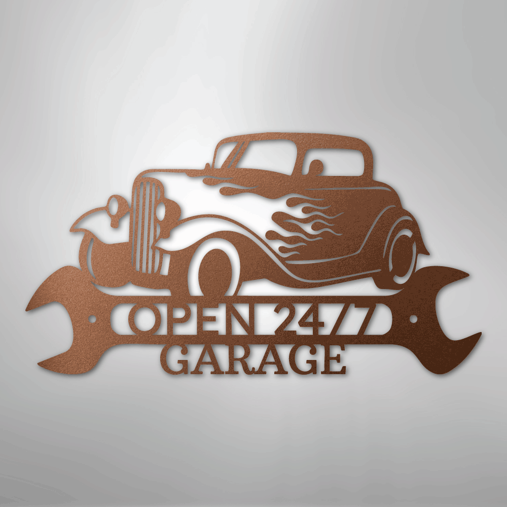 My Easy Monogram Steel Sign Copper / 12" Hot Rod Shop Monogram - Steel Sign