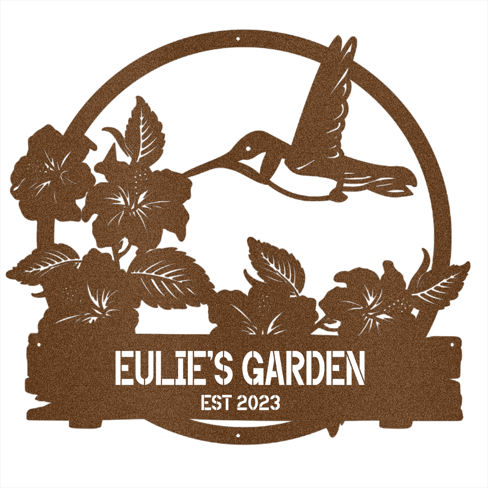 My Easy Monogram Steel Sign Copper / 12 Hummingbird Garden Sign