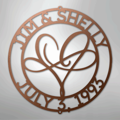 My Easy Monogram Steel Sign Copper / 12" Infinite Love Monogram - Steel Sign