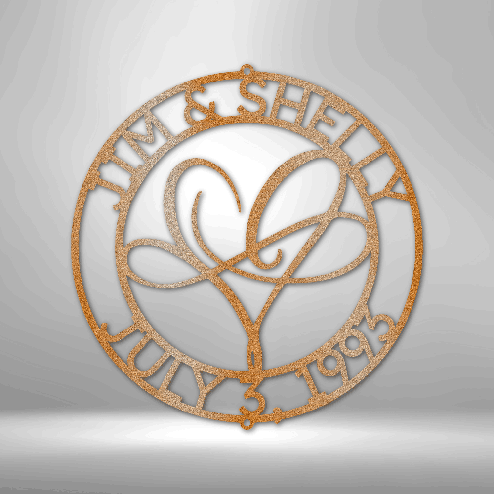 My Easy Monogram Steel Sign Copper / 12" Infinite Love Monogram - Steel Sign