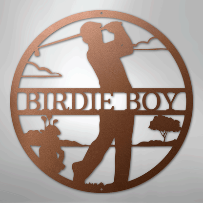 My Easy Monogram Steel Sign Copper / 12" Male Golfer Monogram - Steel Sign