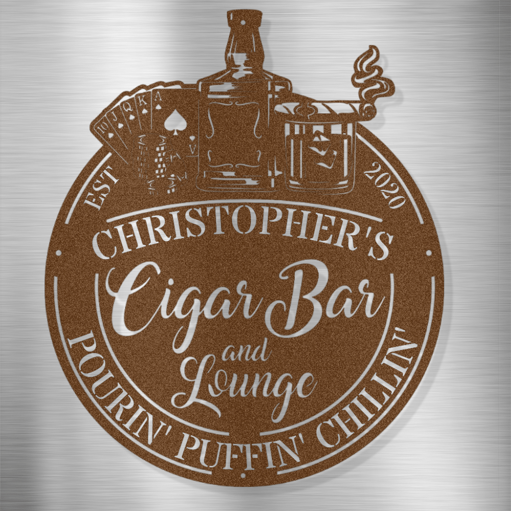 My Easy Monogram Steel Sign Copper / 12 Man Cave - Cigar Bar Lounge - Steel Sign