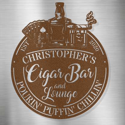 My Easy Monogram Steel Sign Copper / 12 Man Cave - Cigar Bar Lounge - Steel Sign