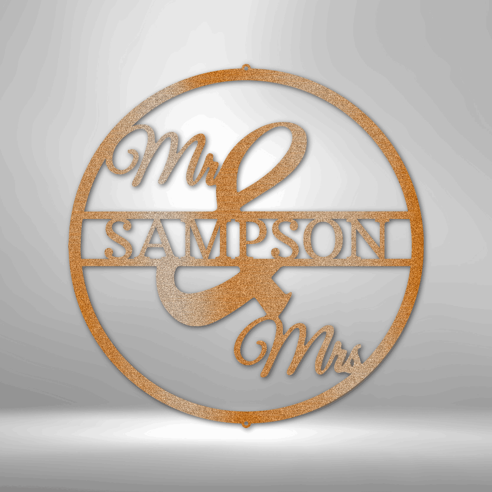 My Easy Monogram Steel Sign Copper / 12" Mr and Mrs Circle Monogram - Steel Sign