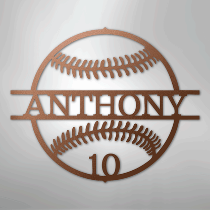 My Easy Monogram Steel Sign Copper / 12" Name and Number Baseball - Metal Sign