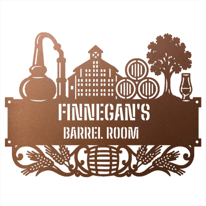 My Easy Monogram Steel Sign Copper / 12 Personalized Distillery Barrel Room Metal Wall Art
